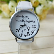 Tenworld Women Lady Girl Gift Analog Quartz Faux Leather Wrist Watch (White)