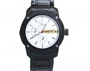 Luxury New Curren Army Black Stainless Steel Date Sports Quartz Mens Wrist Watch (Black+White)