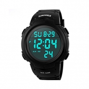 Aposon Mens Military Digital Outdoor Sport Watch with Fashion Design Electronic LED Display,5ATM Water Resistant,Alarm - Black