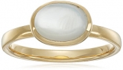 18k Gold Plated Sterling Silver Oval Mother of Pearl 9x7mm Ring, Size 5