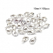 BRCbeads TOP Quality 10mm Silver Plated Jewelry Lobster Claw Clasp Findings 100pcs per Bag for Jewelery Making