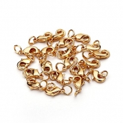 BRCbeads TOP Quality 10mm Gold Plated Jewelry Lobster Claw Clasp Findings with 2pcs 5mm Open Jump Rings 20pcs per Bag for Jewelery Making(Color Retention £¬Never Tarnish)