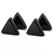 FIBO STEEL Mens Womens Stud Earrings Stainless Steel Earring Piercing 7mm Triangle Black