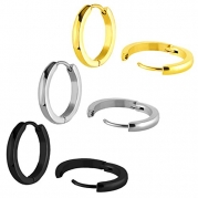 Charismas Unisex Stainless Steel Clip On Huggie Hinged Hoop Earrings Body Piercing (11mm)