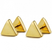 FIBO STEEL Mens Womens Stud Earrings Stainless Steel Earring Piercing 7mm Triangle Gold-tone