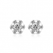 Shiny Heart Diamond Halo Stud Earrings Flower Posy Little Ear Studs for Women Girls