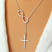 DDU(TM) 1Pc Silver- Women Lady Amazing Retro Alloy Crucifix Cross Pendant Chain Necklace Accessories Gift