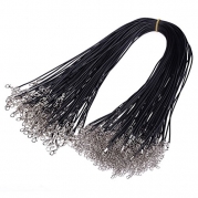 30pcs Imitation Leather Braided Cord Black Rope 2.0mm 18 Inch Necklaces Chain With Lobster Claw Clasp