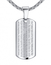 Men's Stainless Steel Lord's Prayer and Cross Medallion Pendant Necklace, Silver-Tone 23, ddp006yi