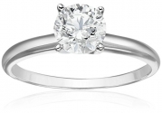 14k White Gold Round Solitaire Diamond Ring (1 cttw, H-I Color, I2-I3 Clarity), Size 8