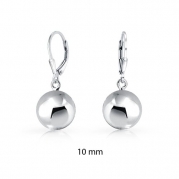 Bling Jewelry Sterling Silver Round Bead Ball Dangling Leverback Earrings 10MM