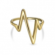 Bling Jewelry 925 Sterling Silver Chevron Midi Ring Lightning Bolt Stacked Rings Gold Plated
