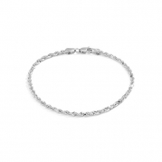 7 Inch Solid Diamond Cut Rope Chain Bracelet and Anklet - 10k White Gold - 2.5mm (0.1)