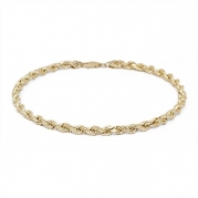 7 Inch Solid Diamond Cut Rope Chain Bracelet and Anklet - 10k Yellow Gold - 2.5mm (0.1)