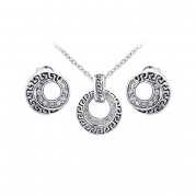 joyliveCY Women Charm Jewelry Set Earrings Necklace White Gold Retro Kit