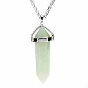 Beadnova Green Quartz Aventurine Healing Point Reiki Chakra Cut Gemstone Pendant Necklace Gift Box Packing