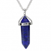Beadnova Lapis Lazuli Healing Point Reiki Chakra Cut Gemstone Pendant Necklace Gift Box Packing