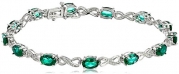 Sterling Silver Infinity Created Emerald Diamond (1/10cttw, I-J Color, I2-I3 Clarity) Bracelet, 7.25