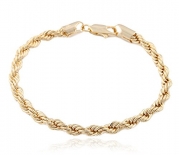 2 Pieces of Goldtone 6mm 8 Inch Rope Bracelet