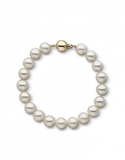9.5-10.5 mm White Freshwater Cultured Pearl Bracelet (14k Yellow Gold Clasp, 7.25 inches)