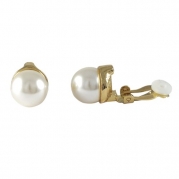 Isaac Kieran Gold Finish Faux Pearls and Crystals Clip-On Earrings (12mm Gold Finish)