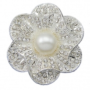 Danbihuabi Floral Brooch Imitation White Pearl White Austrian Crystal Rhinestone (silver plated)