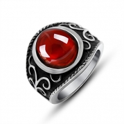 FANSING Jewelry Men's Stainless Steel Gothic Imitation Agate Rings