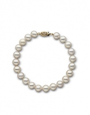 7.5-8.0 mm White Freshwater Cultured Pearl Bracelet (14k Yellow Gold Clasp, 8 inches)