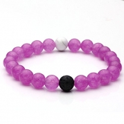 Top Plaza Unisex 8mm Agate Opalite Tiger Eye's Stone Beaded Bracelet, Healing Energy Balance Beads, 6-7 Inches (Purple Jade (dyeing))