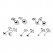 925 Sterling Silver Ball Studs Earrings Set 2mm 3mm 4mm 5mm 6mm 5 Pairs Nickel Free