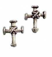 Sterling Silver Men's Christian Religious Cross Post Stud Earrings