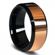Rose Gold Beveled Tungsten Carbide Ring Highly Reflective Polish Wedding Bands 8mm (8)