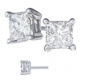 Body Fashion Surgical Steel Square Basket Set Crystal Diamond Unisex Men's Stud Earrings,6mm