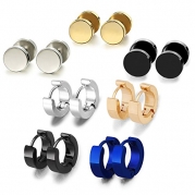 Zhenhui Fashion Jewelry Punk Style Hypoallergenic Stainless Steel Hoop Earrings Stud Earrings Set for Men Women Valentine's Day Gift