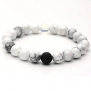 Top Plaza Unisex 8mm Agate Opalite Tiger Eye's Stone Beaded Bracelet, Healing Energy Balance Beads, 6-7 Inches (Simulated Howlite)