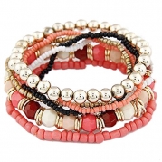 Susenstone®1 Set 7Pcs Boho Wholesale Multilayer Acrylic Beads Beach Bracelet (Red)