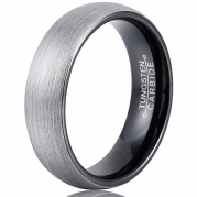 MNH Mens 6mm Comfort Fit Tungsten Carbide Wedding Band Black Brushed Matte Finish Rings Size 8