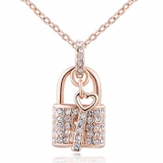 Women Charm Lady Jewelry Pendant Rose Gold Century Blockade Chain Necklace