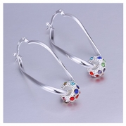 NYKKOLA Beautiful 925 Sterling Silver Unique Jewelry Classic Colorful Crystal Dangle Earrings