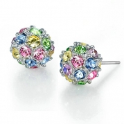 Yoursfs Colorful Austrian Crystal Disco Ball Stud Earrings 18k White Gold Plated