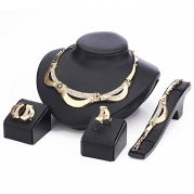 Women Necklace Jewelry Set Gold Plated Crystal Double Chain African Style