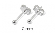 Sterling Silver Tiny Ball Stud Earrings 2mm