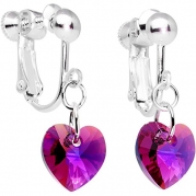 Body Candy Handcrafted Fuchsia Heart Clip Earrings Created with Swarovski Crystals