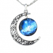 FANSING Galaxy Necklace Hollow Out Crescent Star Galactic Cosmic Moon Charm Necklaces