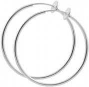 Pair of Clip On Hoop Earrings-Various Sizes and Colors-Non Pierce Hoop Earrings (L. Silver Color-1 & 3/8 inch (35mm))