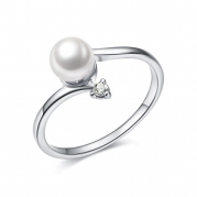 Serend 18k White Gold Plated Simulated Pearl Ring, Size 5.5