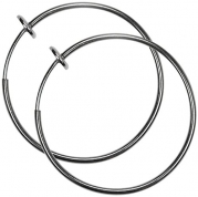 Pair of Large 1 & 3/8 inch Gunmetal Gray Non Pierce Clip on Hoop Earrings for Teens-Women