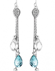 Neoglory Jewelry Teardrop Platinum Plated Made with Swarovski Element Crystal Drop Earrings 3.14