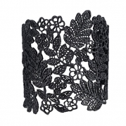 eManco Handmade Flower Leaf Vintage Lace Hollow Wide Opening Adjustable Black Cuff Bangle Bracelets for Women