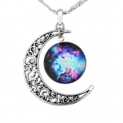 FANSING Galaxy Necklace Hollow Out Crescent Star Galactic Cosmic Moon Charm Necklaces